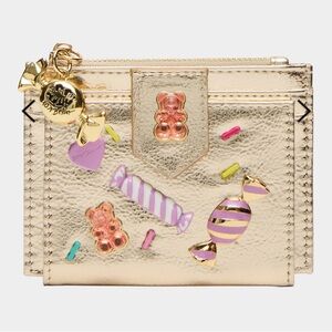 NWT! Betsy Johnson Gold Candy-Themed Christmas Metallic Cardholder Wallet